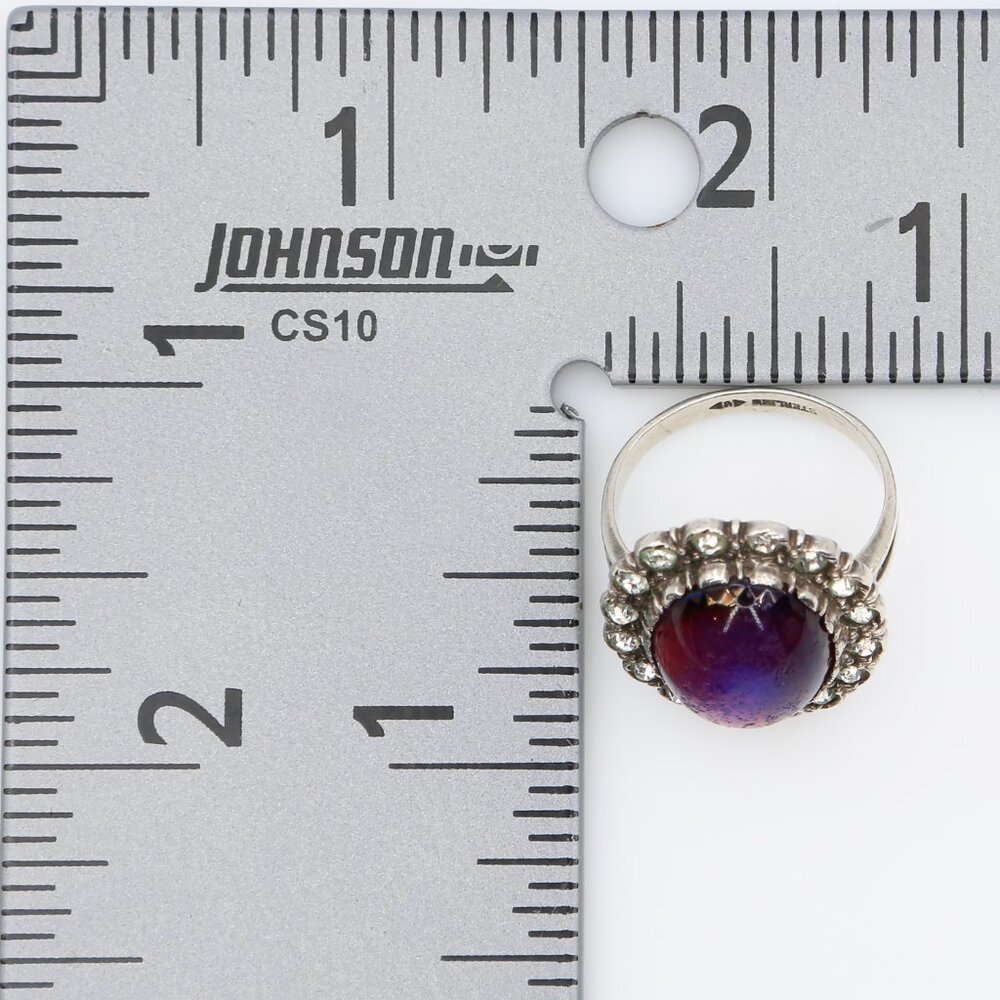 Antique Silver Dragons Breath With Paste Stones Georgian Revival Ring 1920s - Picture 10 of 10